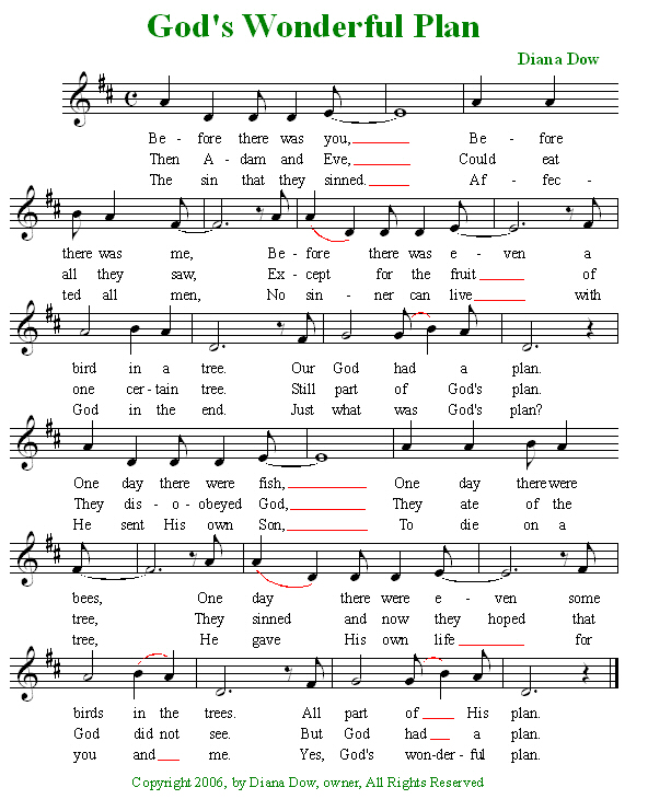 God's wonderful plan a song for young children by diana dow God's wonderful plan a song for young children by diana dow