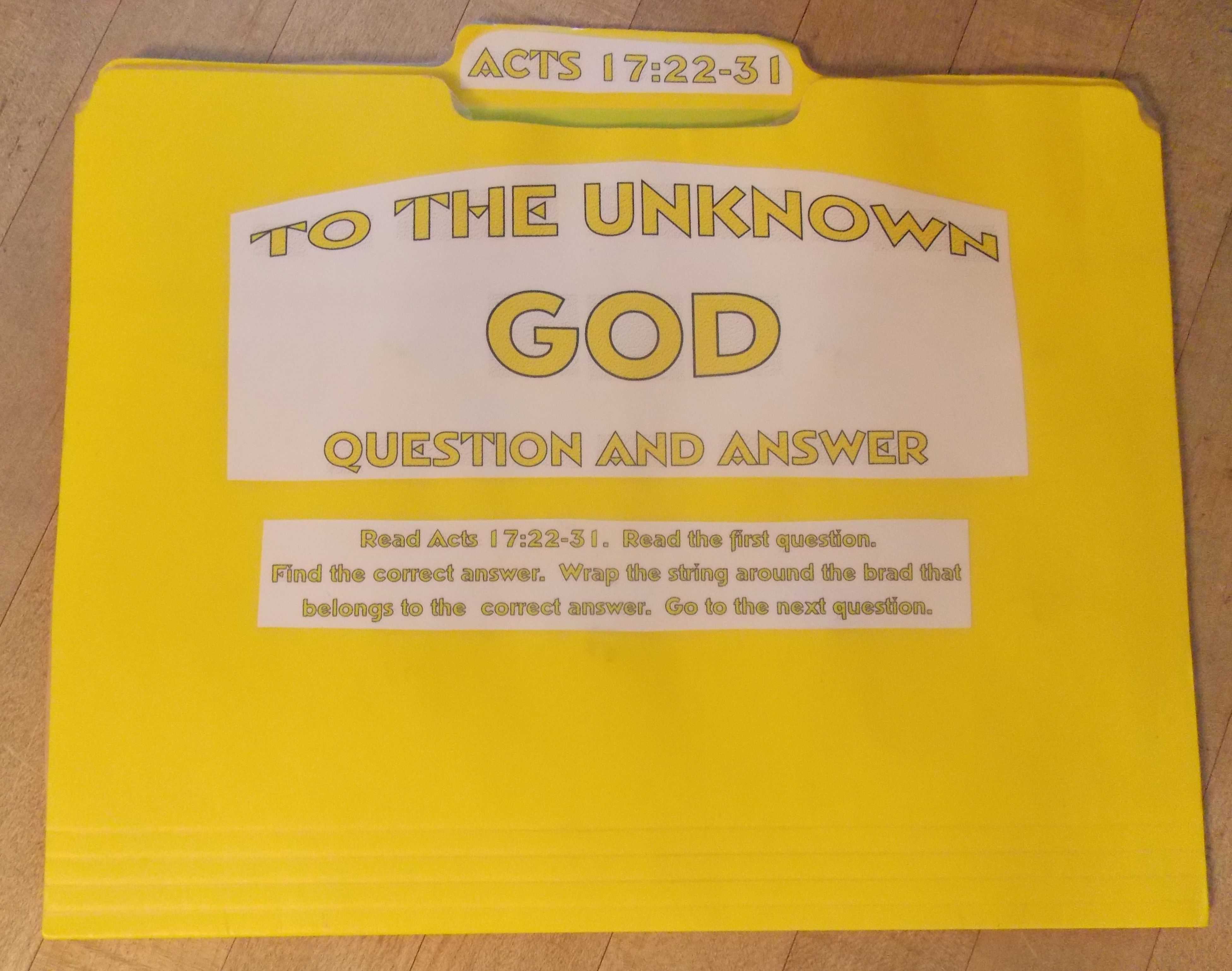 To The Unknown God Matching File Folder Activity
