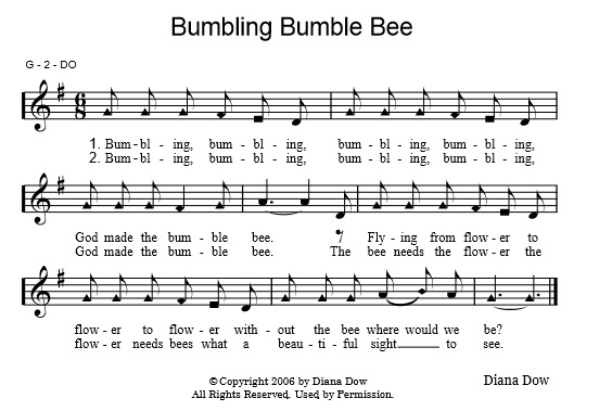 Bumbling Bumble Bee by Diana Dow. A song for young children.