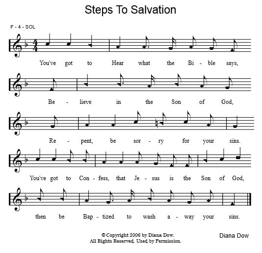 Steps To Salvation by Diana Dow. A song for young children.