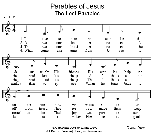 Parables of Jesus by Diana Dow.  A song for young children.